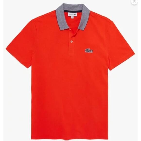 Lacoste Men's Short Sleeve Mini Pique Regular Caviar Croc Polo Fusion Pink 2XL - Picture 1 of 2